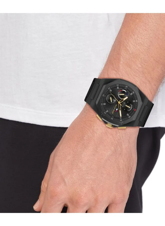 TOMMY HILFIGER Mens Analog Multifunction Quartz Watch With Black Silicone Bracelet - 1792120